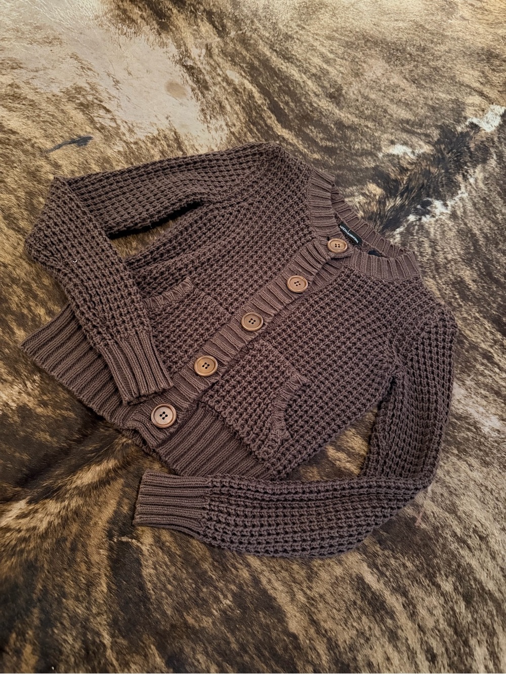 Moda International Brown Chunky Button-Front Cardigan